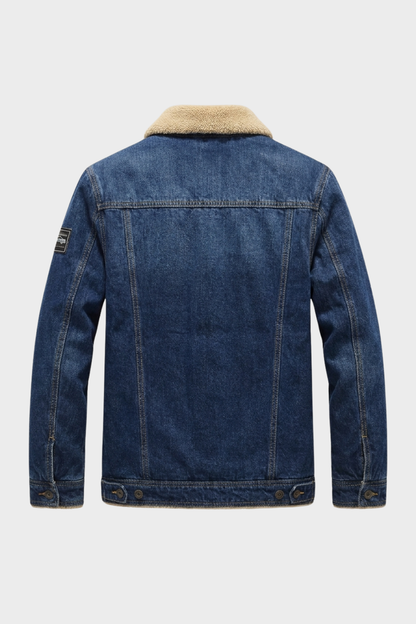 Jeansjacke Herren mit Fellkragen und Knopfleiste