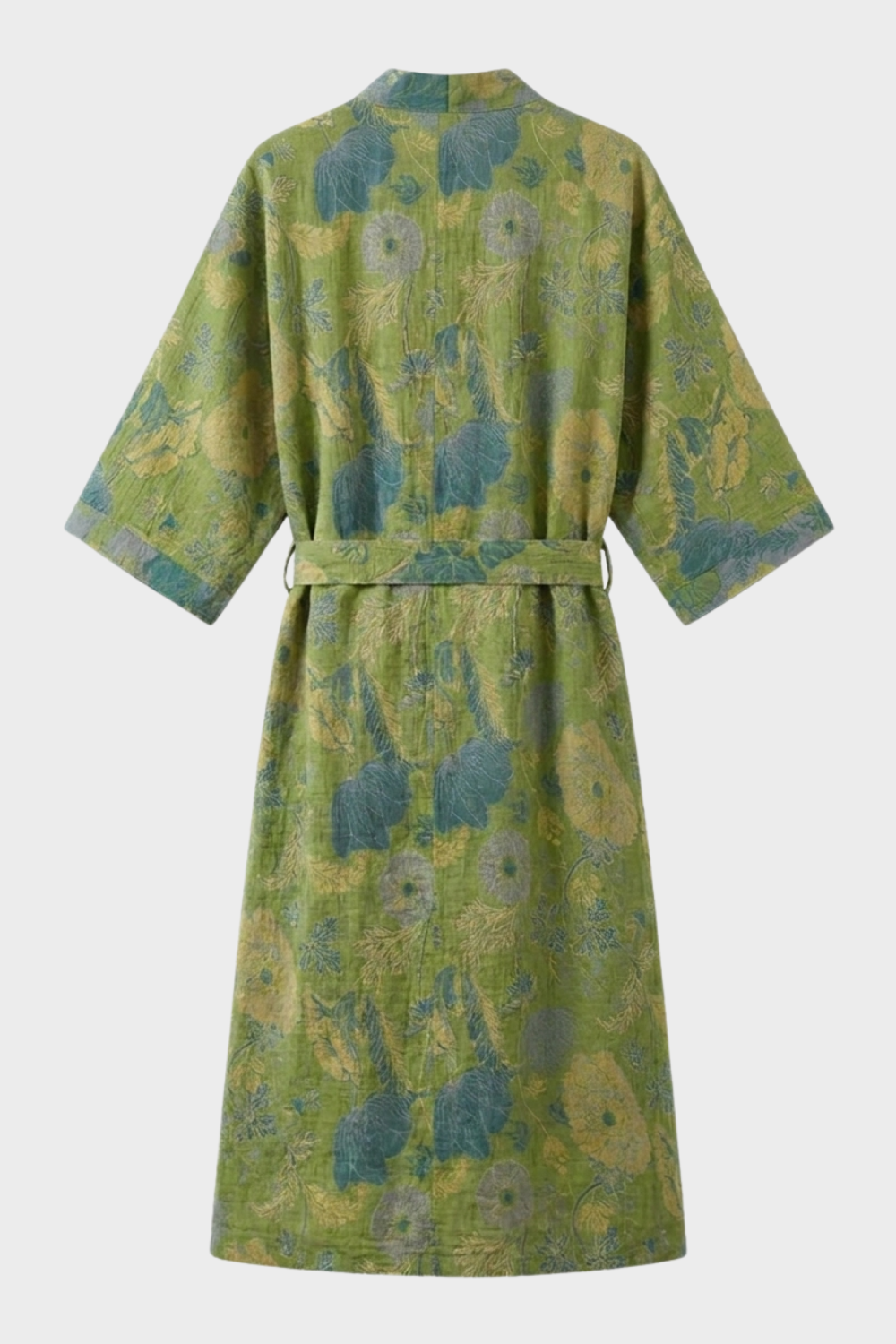 Kimono Damen Bademantel mit Gürtel und Muster knielang