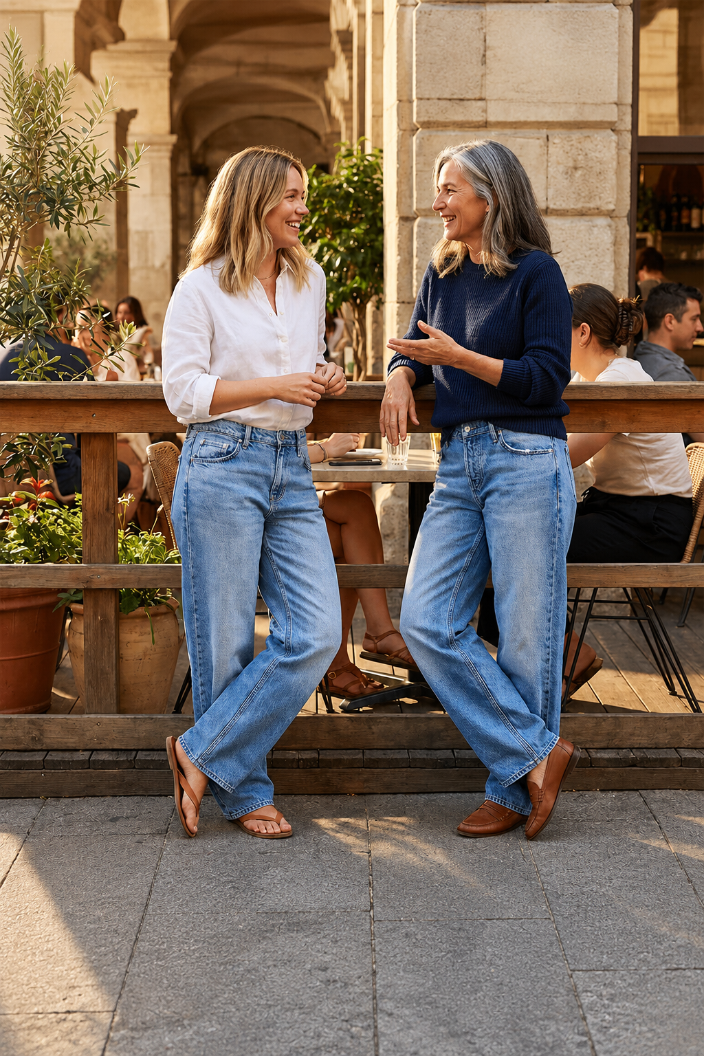 Damen Wide-Leg Jeans | Mid-Wash