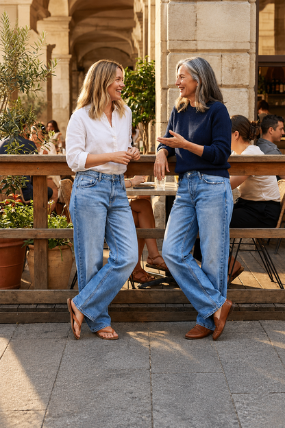 Damen Wide-Leg Jeans | Mid-Wash