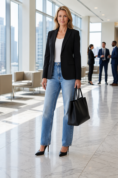 Damen Wide-Leg Jeans | Mid-Wash