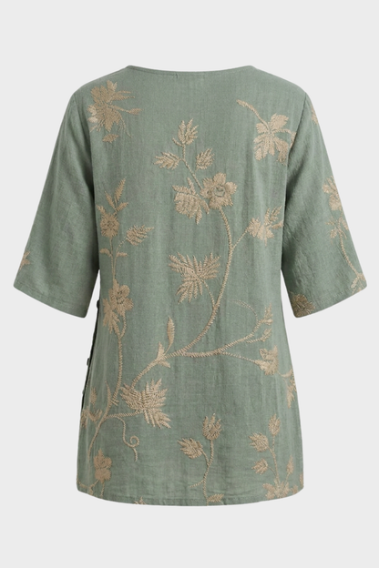 Damen Blumenbluse | V-Ausschnitt