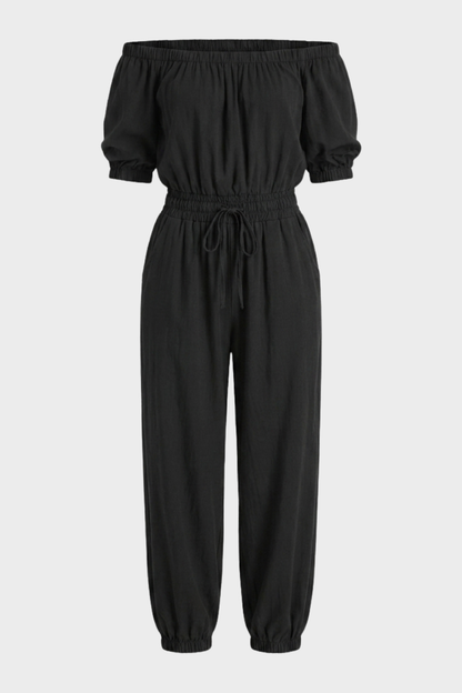 Damen Schulterfreier Overall | Weites Bein