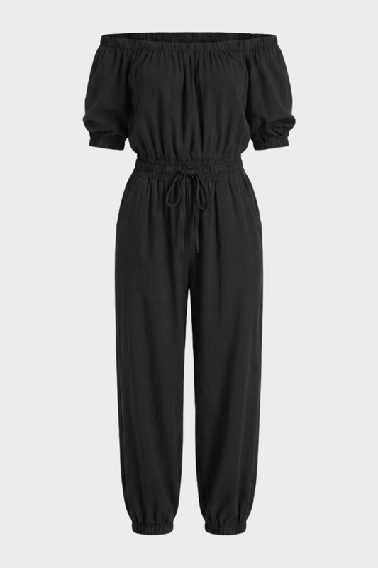 Damen Schulterfreier Overall | Weites Bein