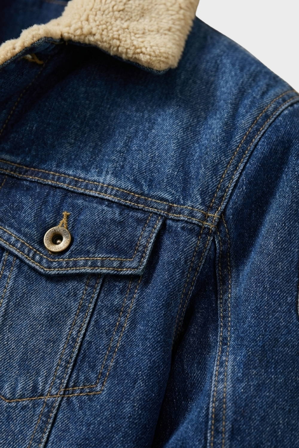 Jeansjacke Herren mit Fellkragen und Knopfleiste
