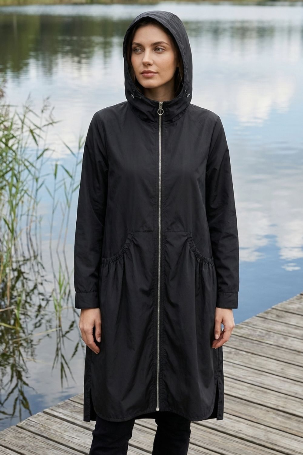 Damen Kapuzenmantel | Lange Form & Seitentaschen