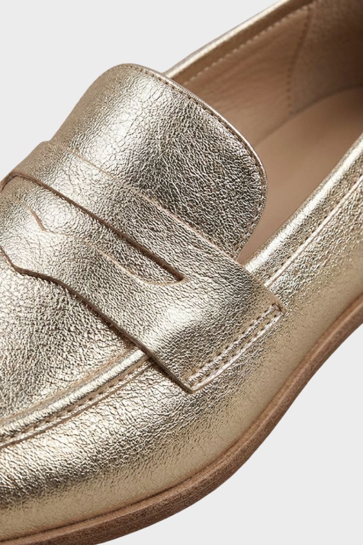 Damen Metallic-Loafer | Penny-Riegel & Flacher Absatz