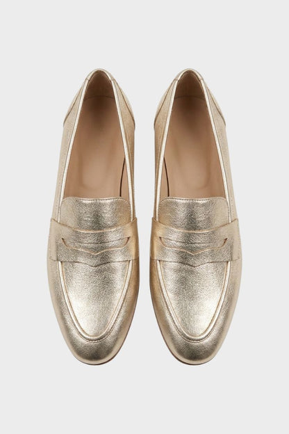 Damen Metallic-Loafer | Penny-Riegel & Flacher Absatz