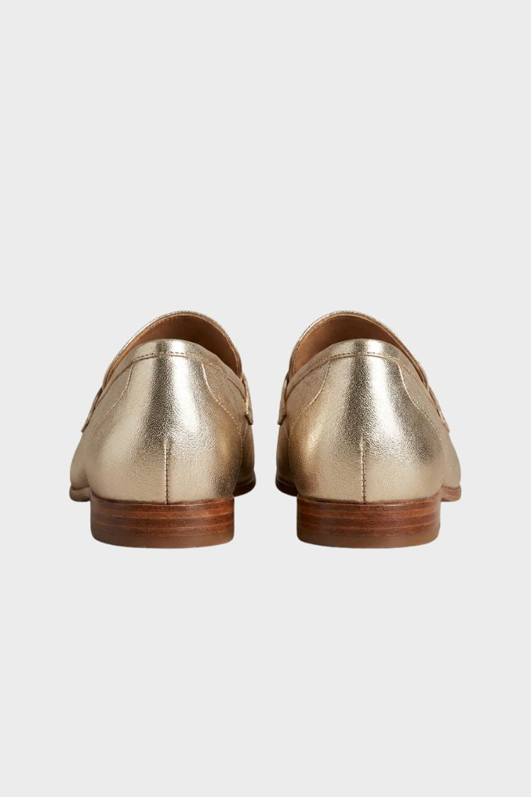 Damen Metallic-Loafer | Penny-Riegel & Flacher Absatz