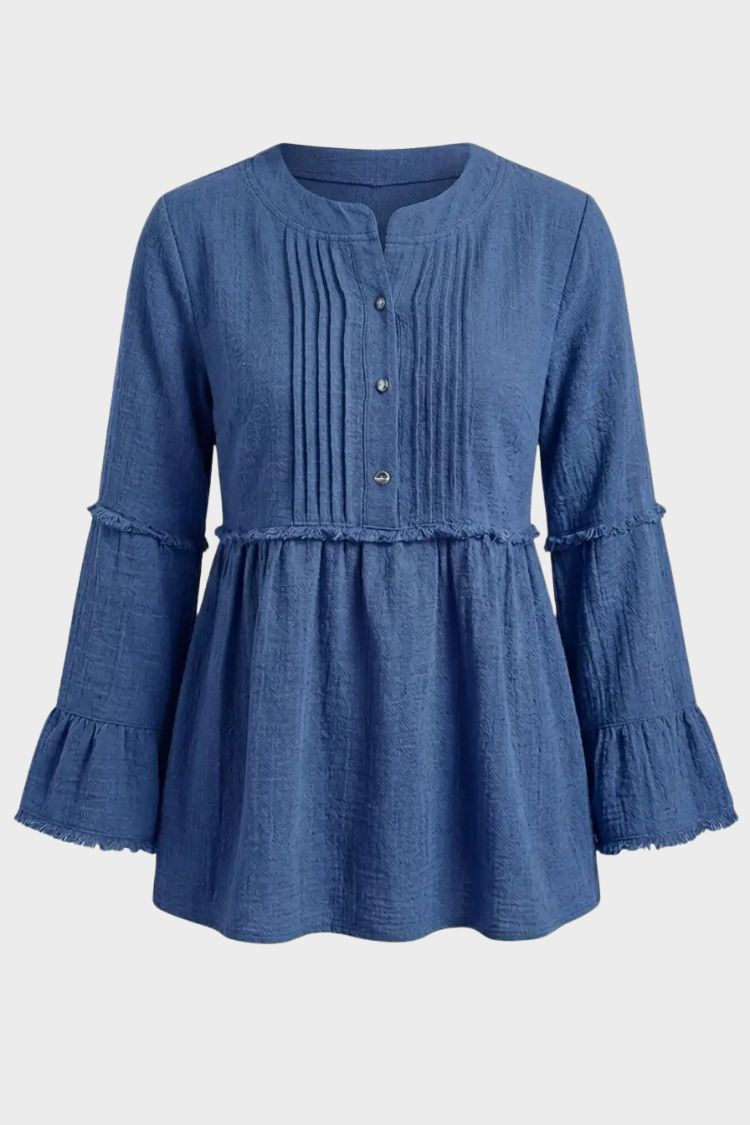 Damen Peplum-Bluse | Biesenfront & Volantärmel