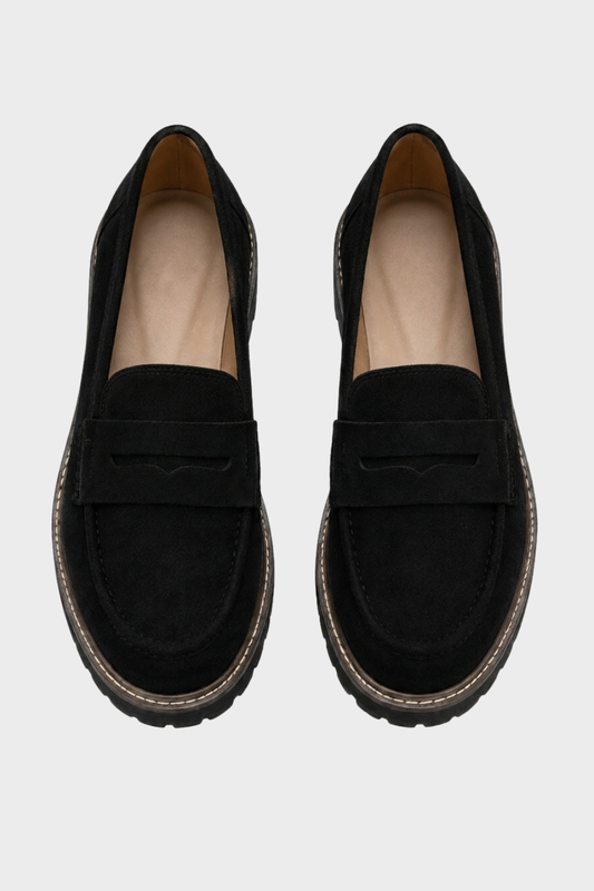 Loafer Damen Halbschuhe mit Profilsohle und Zierlasche