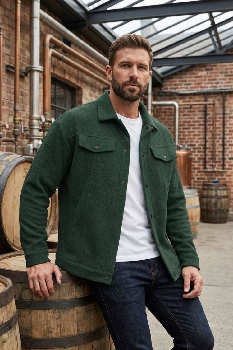 Herren Overshirt-Jacke | Druckknopfleiste & Brusttaschen