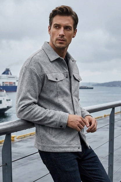 Herren Overshirt-Jacke | Druckknopfleiste & Brusttaschen
