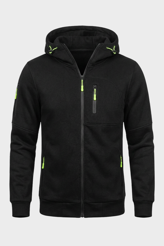 Herren Zip-Kapuzenjacke | Kontrastierende Reißverschlussdetails