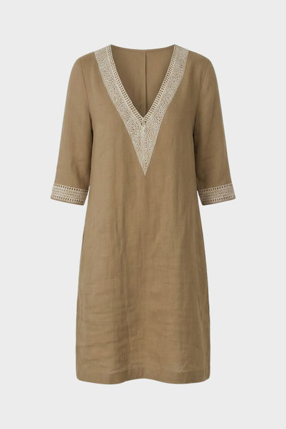 Kleid Damen V-Ausschnitt mit 3/4 Arm