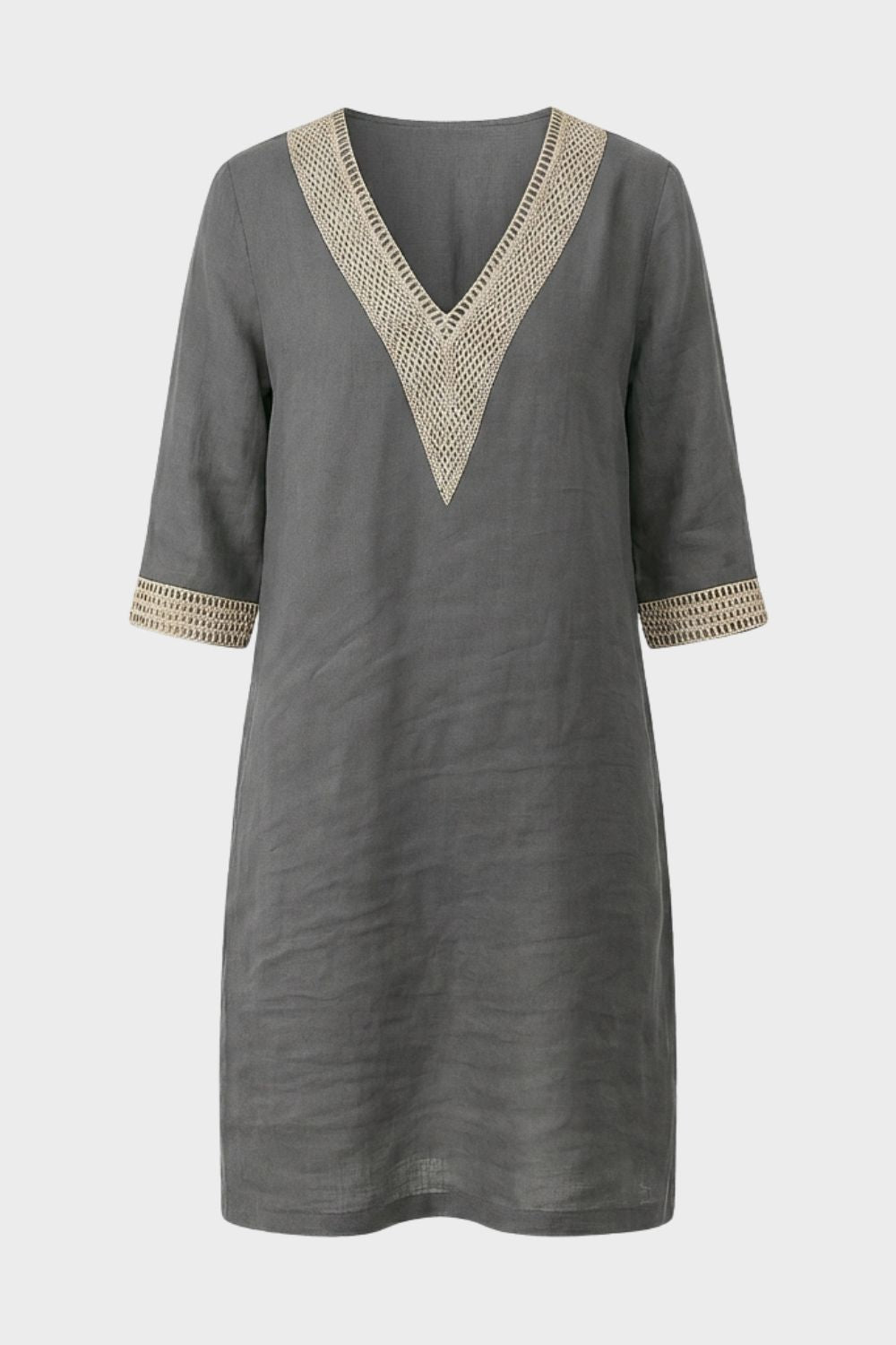 Kleid Damen V-Ausschnitt mit 3/4 Arm