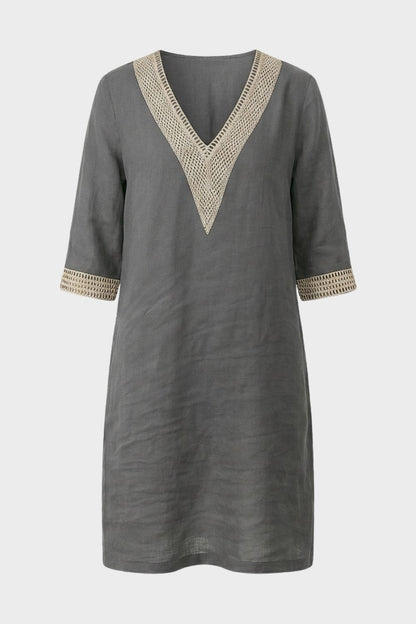 Kleid Damen V-Ausschnitt mit 3/4 Arm