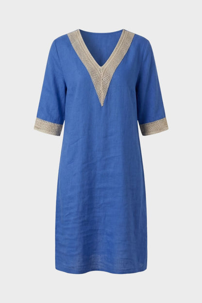 Kleid Damen V-Ausschnitt mit 3/4 Arm