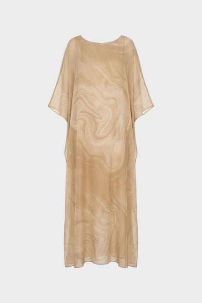 Maxikleid Damen mit Print und Kurzarm