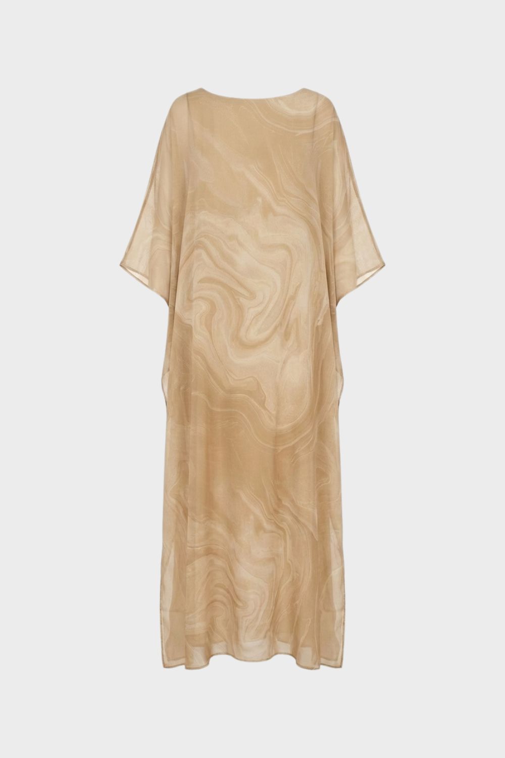 Maxikleid Damen mit Print und Kurzarm