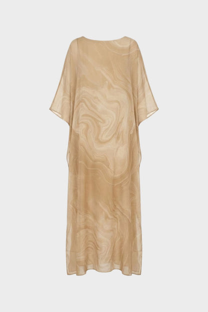 Maxikleid Damen mit Print und Kurzarm