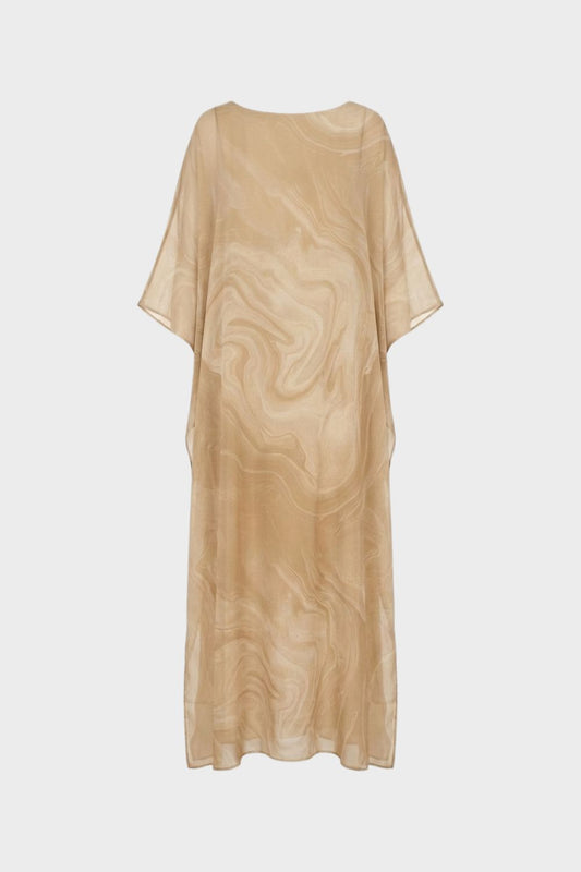 Maxikleid Damen mit Print und Kurzarm