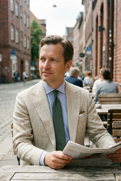 Sakko Herren Leinenoptik mit Reverskragen und Knopfleiste