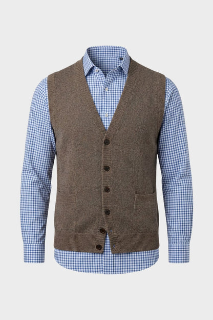 Strickweste Herren mit V-Ausschnitt und Knopfleiste