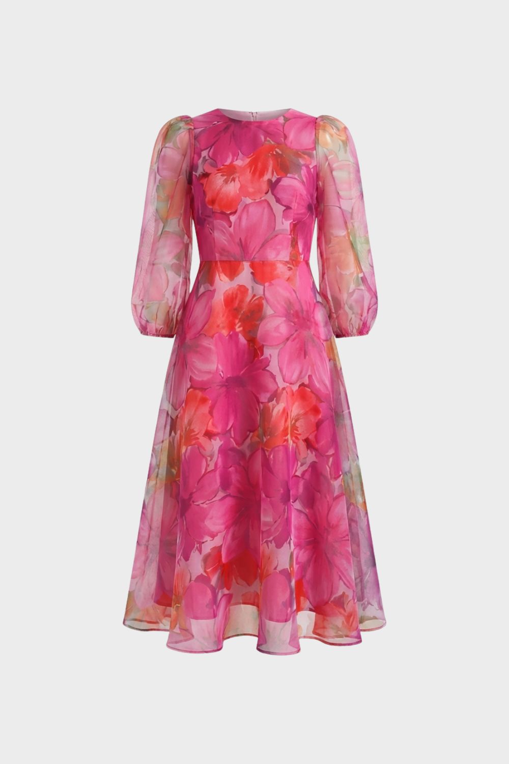Kleid Damen mit Blumenmuster und Puffärmeln
