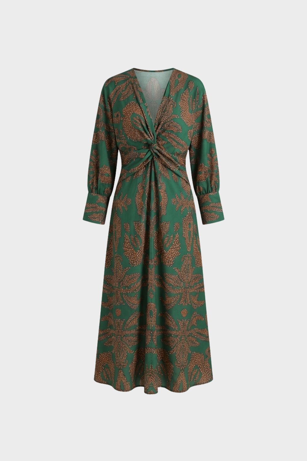 Midikleid Damen mit V-Ausschnitt und Print