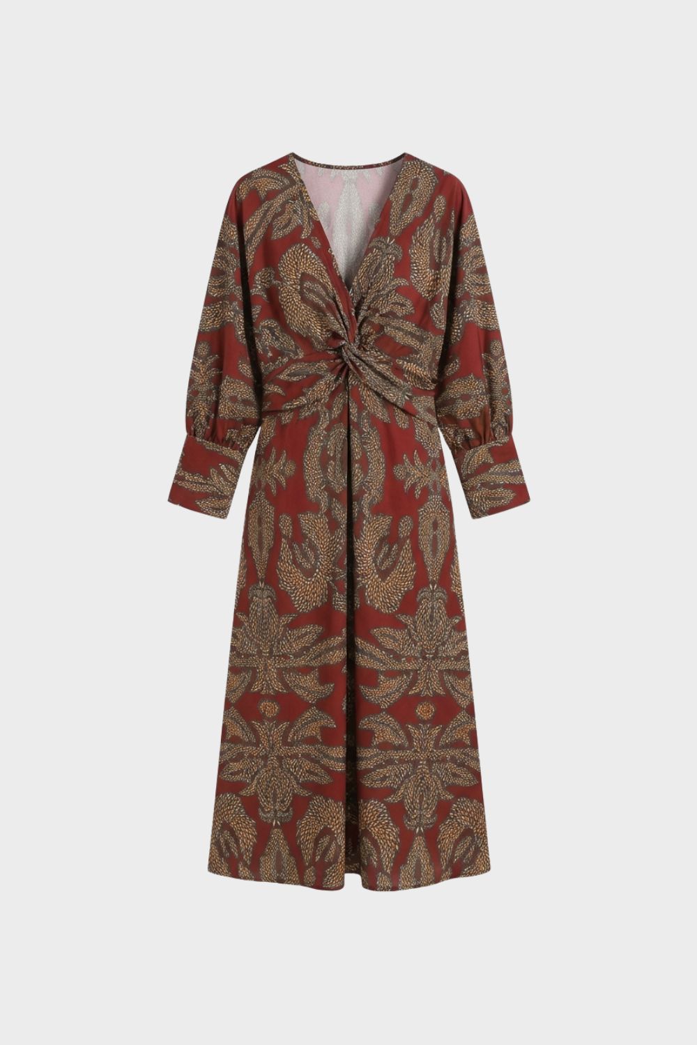Midikleid Damen mit V-Ausschnitt und Print