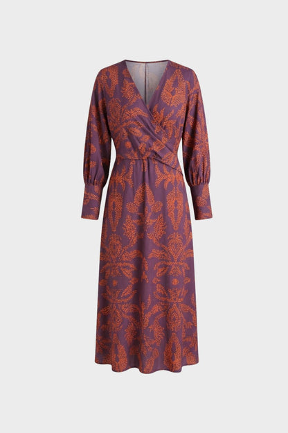Midikleid Damen mit V-Ausschnitt und Print