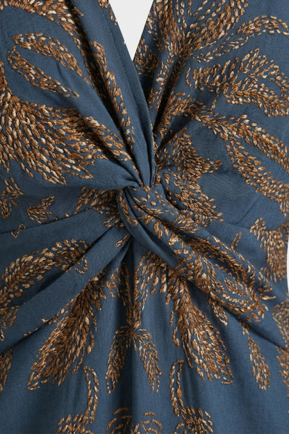 Midikleid Damen mit V-Ausschnitt und Print
