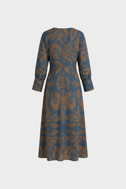 Midikleid Damen mit V-Ausschnitt und Print