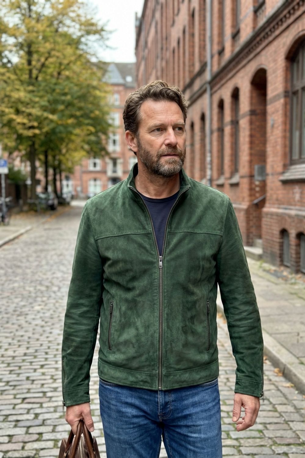 Lederjacke Herren aus Wildleder mit Reißverschluss