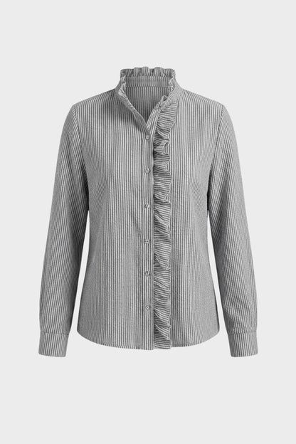 Bluse Damen mit Rüschen und Stehkragen