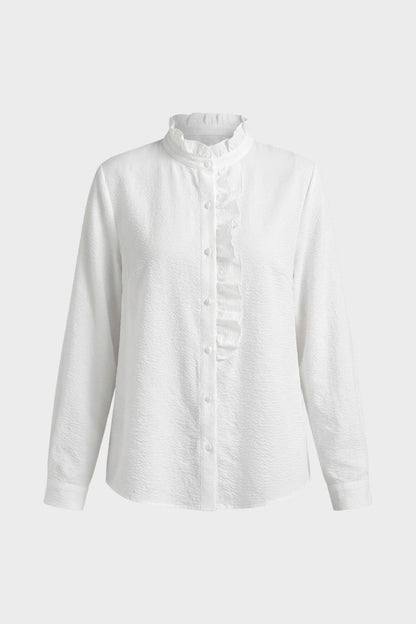 Bluse Damen mit Rüschen und Stehkragen