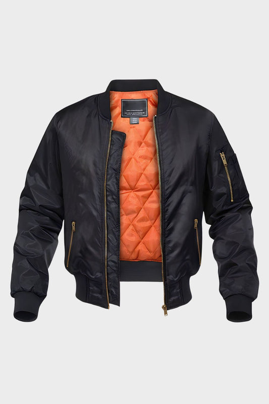 Bomberjacke Herren gefüttert mit Reißverschluss und Stehkragen