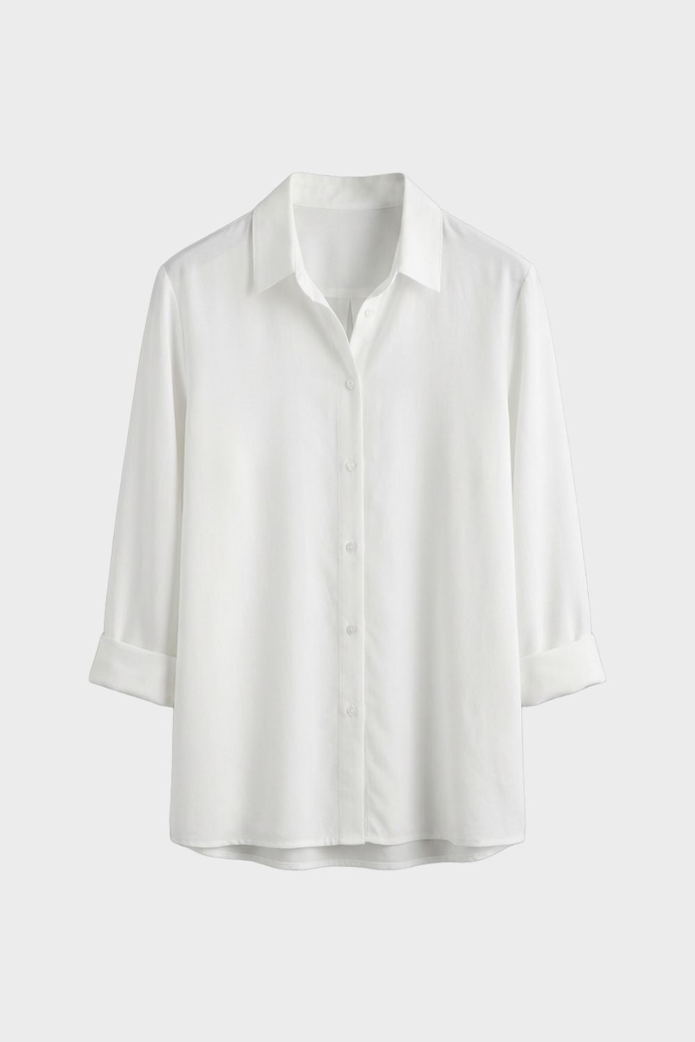Bluse Damen Weiß Langarm mit Kragen und Knopfleiste