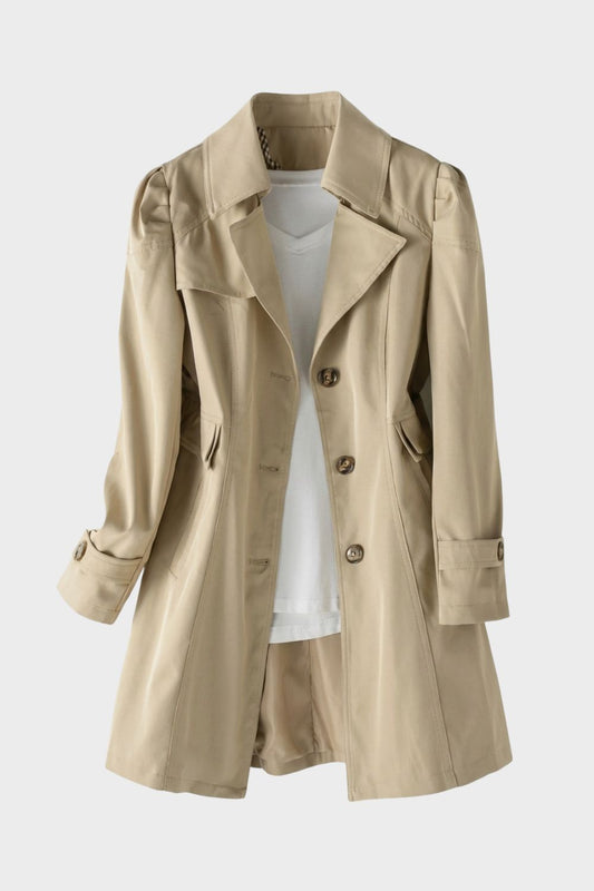 Trenchcoat Damen Mantel mit Reverskragen und Knopfleiste