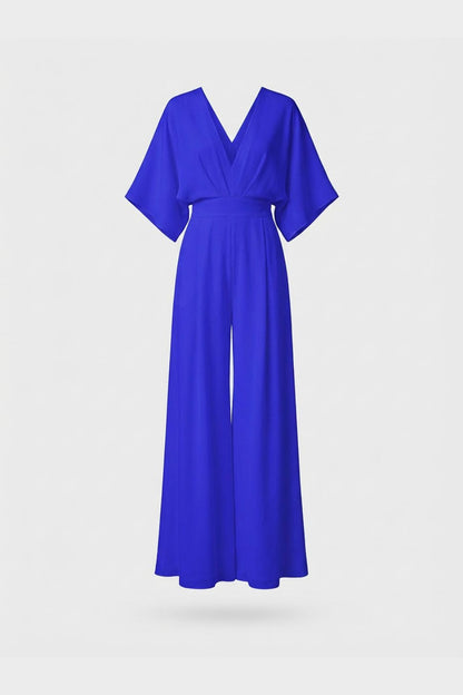 Jumpsuit Damen Lang mit V-Ausschnitt und weitem Bein