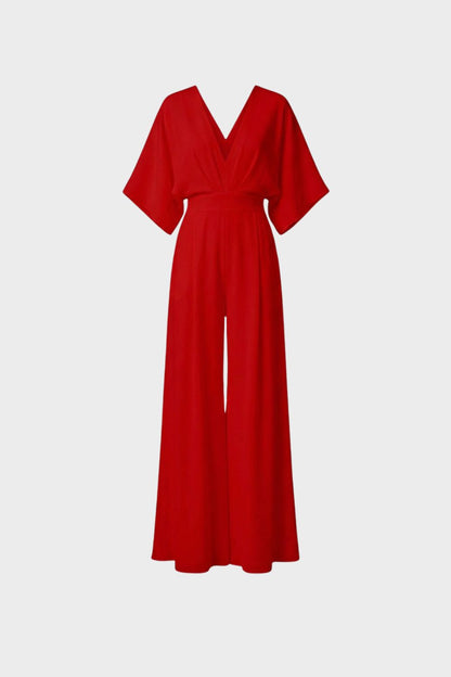 Jumpsuit Damen Lang mit V-Ausschnitt und weitem Bein