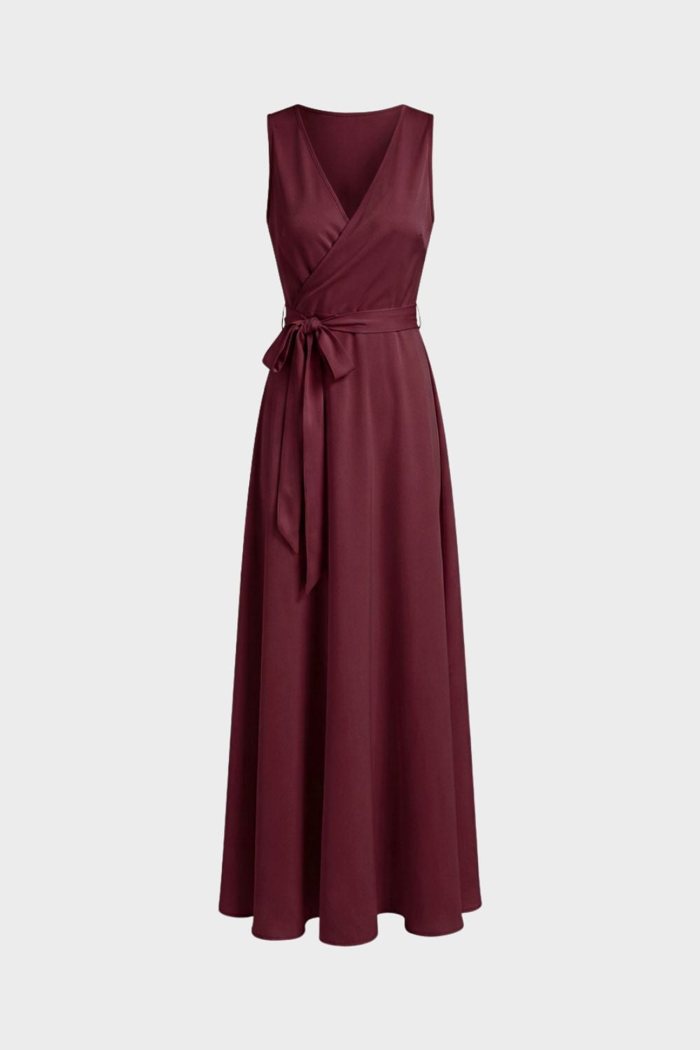Maxikleid Damen mit V-Ausschnitt und Bindegürtel
