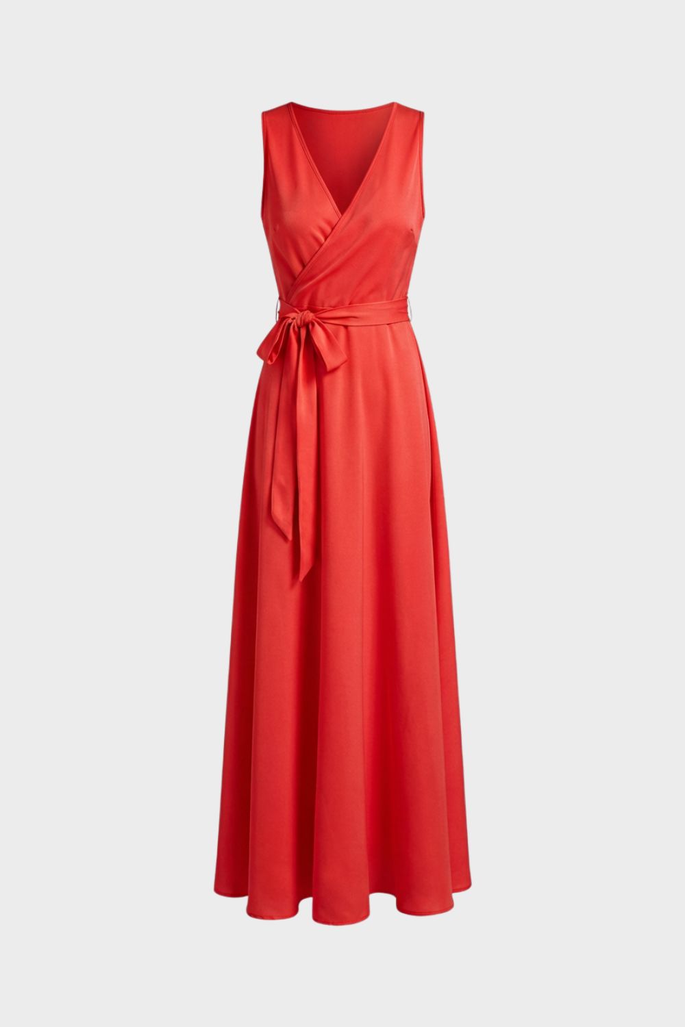 Maxikleid Damen mit V-Ausschnitt und Bindegürtel