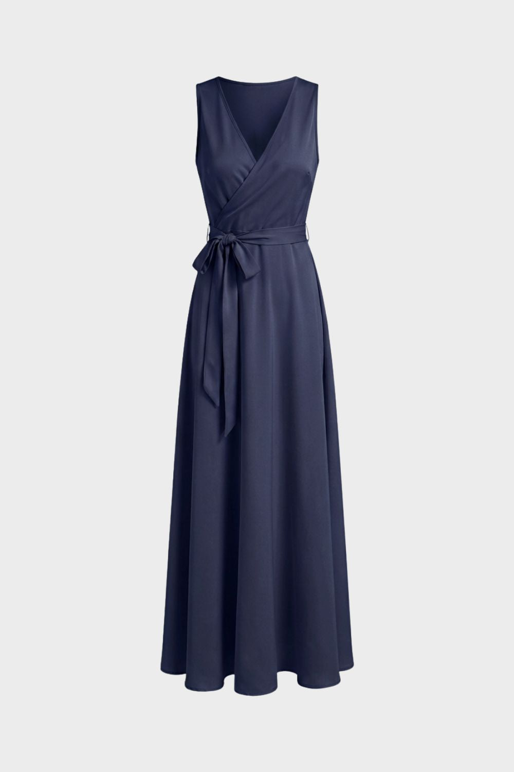 Maxikleid Damen mit V-Ausschnitt und Bindegürtel