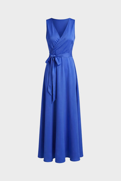 Maxikleid Damen mit V-Ausschnitt und Bindegürtel