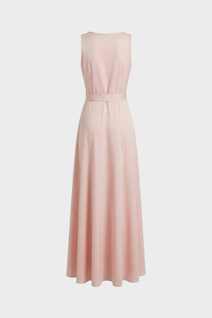 Maxikleid Damen mit V-Ausschnitt und Bindegürtel