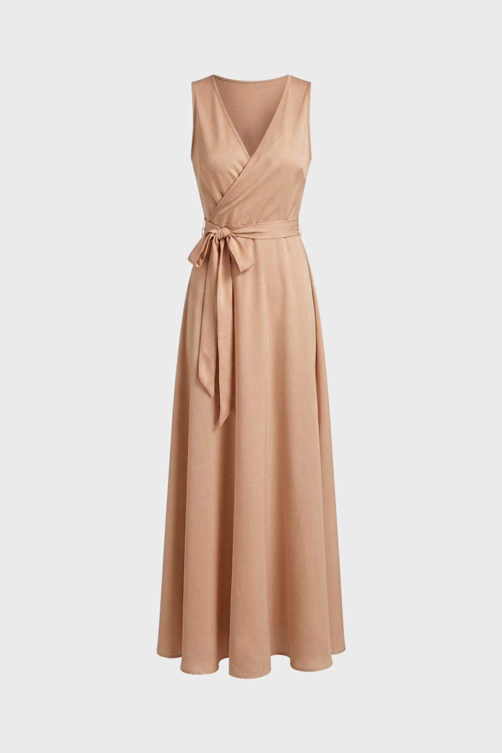 Maxikleid Damen mit V-Ausschnitt und Bindegürtel