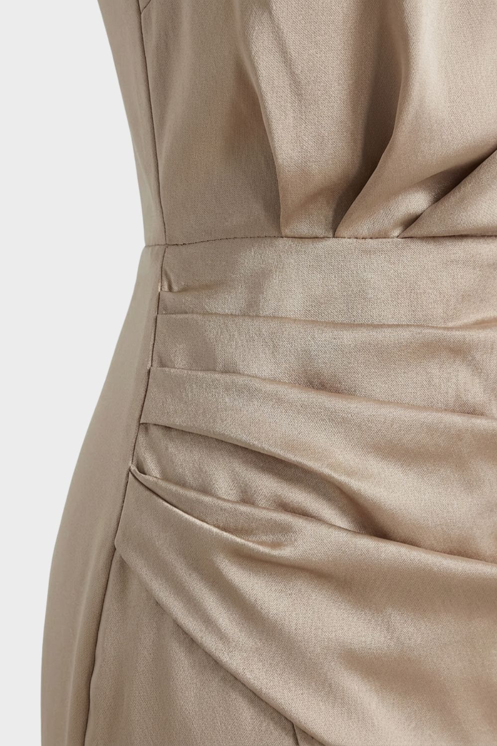 Kleid Damen Midi mit One-Shoulder und Drapierung