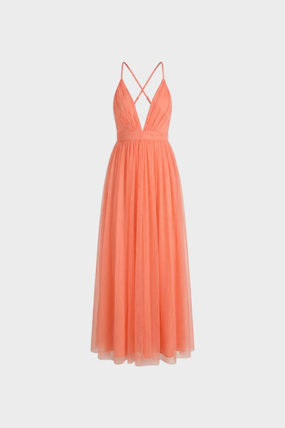 Maxikleid Damen mit V-Ausschnitt und Spaghettiträger